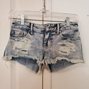 jr girls cutoff blue jean shorts by Bullhead Denim